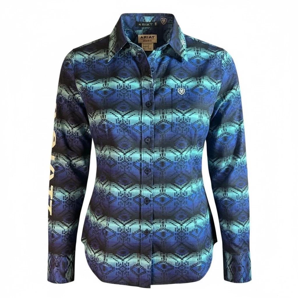 Darts 1/4-Zip Shirt für Frauen, Blau Verlauf, Sportstyle Z953