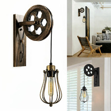 Vintage Industrial Wall Light Wheel Cage Lamp Retro Steampunk Lighting Sconce UK