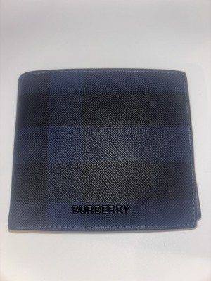 MINT AUTHENTIC] Burberry Men's Leather Bifold Wallet Black/Blue | eBay