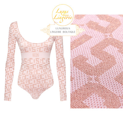 MONOGRAM BODY by Wolford X GCDS M Pink Mono with Shiny Yarn Glitter