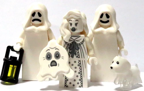 LEGO 3 Ghost Minifigure  & Accessories Lady Halloween Monster Reversible Heads