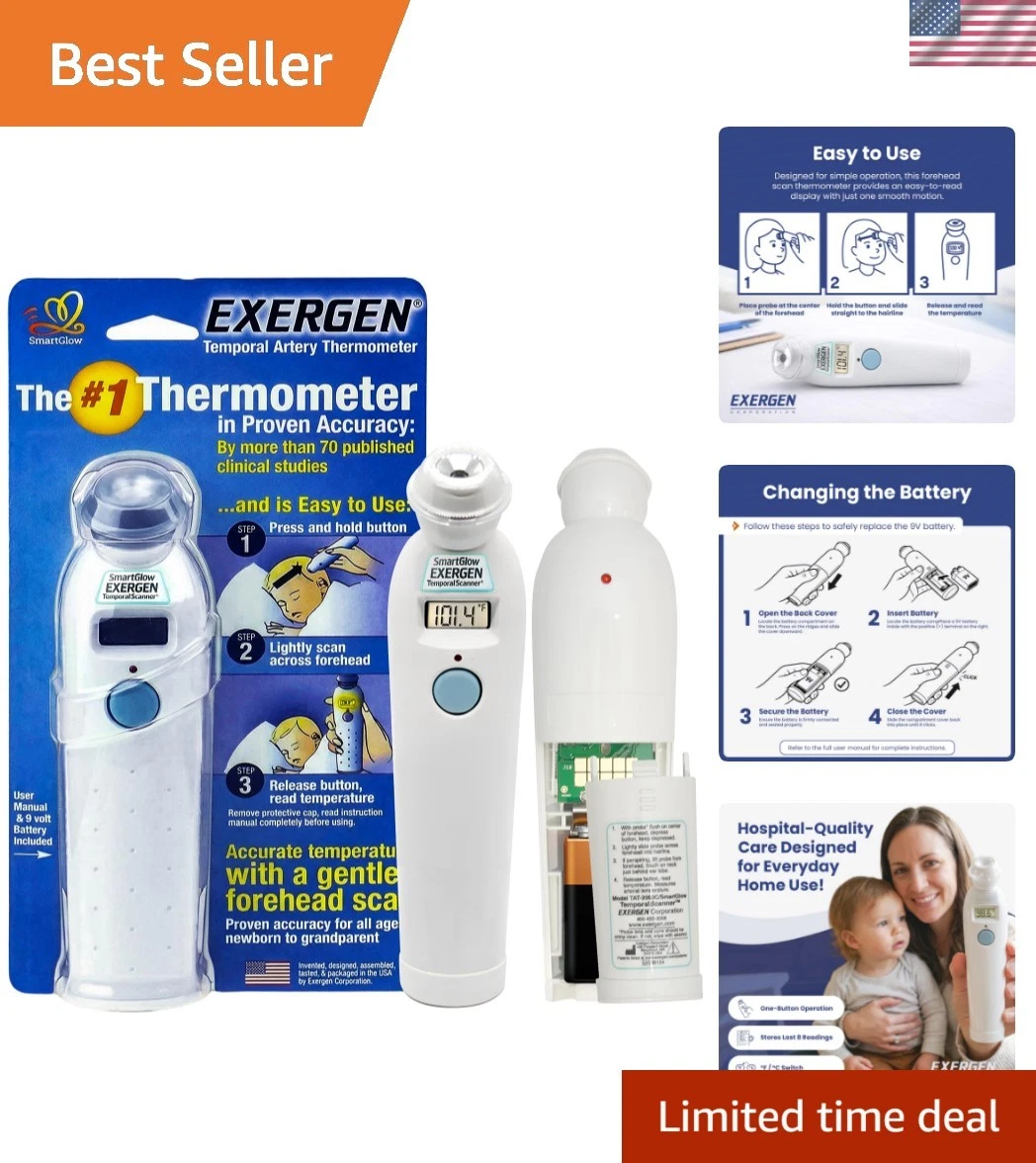 Temporal Artery Thermometer for Kids, Newborns & Adults, Soft Glow Display, S...
Opens in a new wind