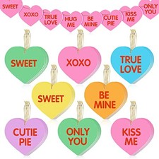 48 Pieces Valentine's Day Felt Heart Ornaments Conversation Heart Ornaments