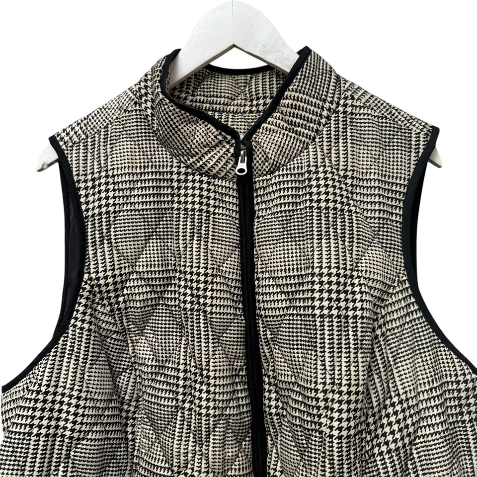 Croft & Barrow Quilted Vest Plus Size 1X Black Houndstooth Womens Zip Jacket - Image 2 of 4