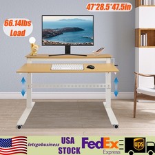 Home Office Height Adjustable Standing Desk Computer Desk w/ Wheels 47"x 28.5"