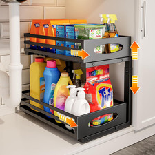 Under Sink Organizer, 2 Tier under Sink Organizers and Storage, Adjustable Heigh