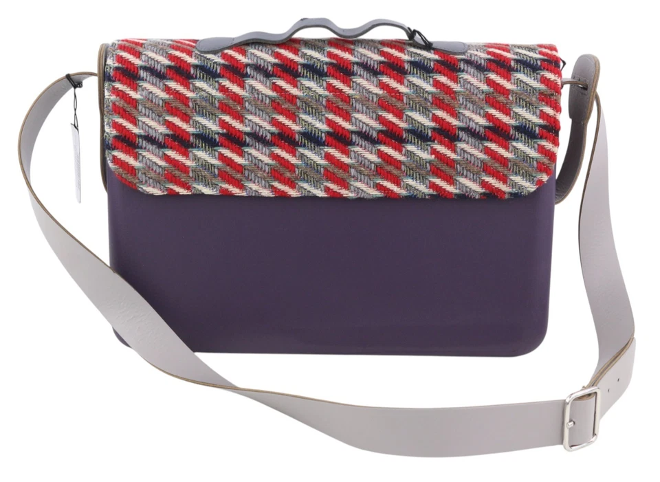 O BAG Folder Damen Tasche OS lila Tweed gemustert Drehverschluss Messenger * - Bild 4 von 4