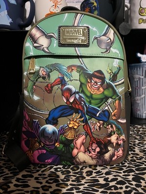 NWT Loungefly Spiderman Villains Comic Book Mini Backpack
