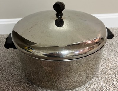 Vintage Farberware 6 Qt Stock Pot w/ Lid Aluminum Clad Stainless Steel USA Made