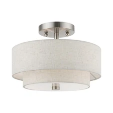 Livex Lighting 51082 Meridian 2 Light 11"W Flush Mount Drum - Nickel