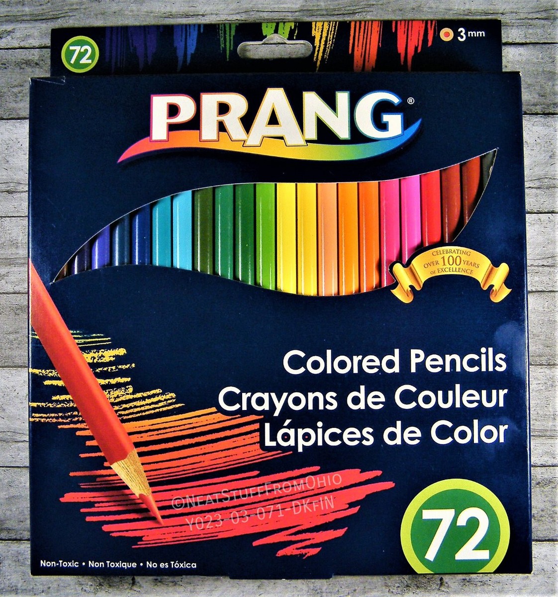 COLORED PENCILS, BOX OF 72 VIVID COLORS, PRANG, 3mm CORE / LEAD