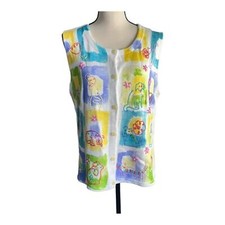 Susan Bristol Colorful Cat And Dog Knit Vest Size L