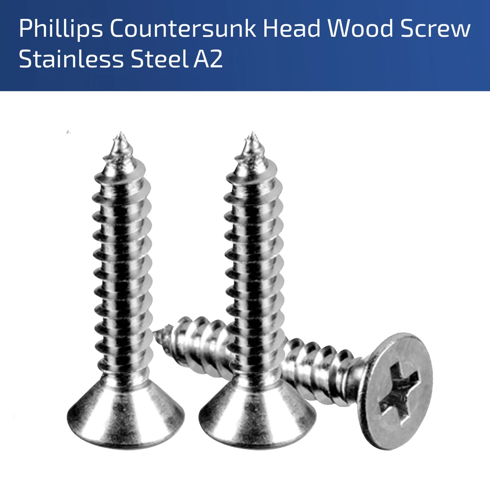 FIXINFASTENERS M3 x 12MM PHILLIPS COUNTERSUNK WOOD SCREWS STAINLESS STEEL DIN 7982