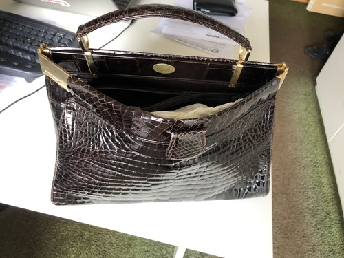 Borsa Coccodrillo Pon Pon Marrone Nuova - Foto 4 di 4
