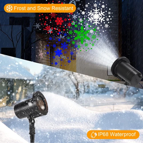 LED Projector Christmas Snowflake Rotating Snowfall Night Landscape Outdoor Lamp - Bild 6 von 9