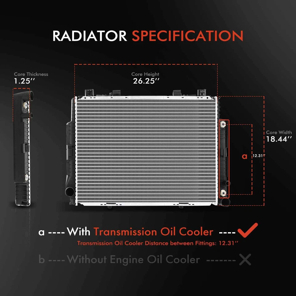 Kit de montaje de radiador y ventilador de refrigeración para Mercedes-Benz W140 400SE 400SEL 500SEC Foto 2 de 4