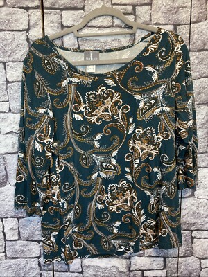 Fair Lady Gr. 40, Damen Shirt In Petrol Mit Floralem Muster,15/80