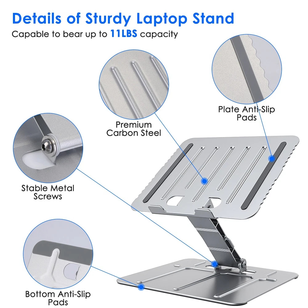 Ergonomic Adjustable Laptop Stand Riser Holder for up to 15.6 Inches Portable and Lightweight  