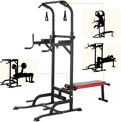 FEMOR POWER TOWER Klimmzugstange Pull Up Fitness Reckstange Kraftturm Mit Zugseil