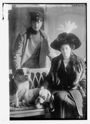 Prine and Princess August Wilhelm von Preussen with dogs c1900 Large Old Photo