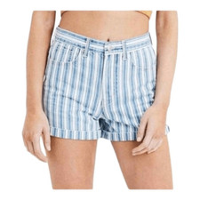 American Eagle Blue Railroad Striped Women's Shorts 10