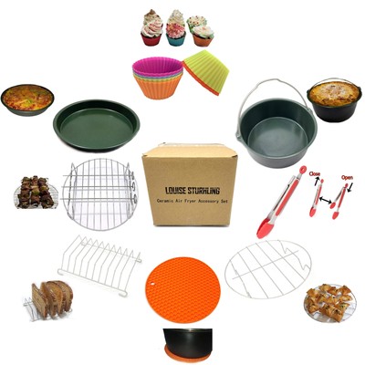 8 PCS Healthy Ceramic Air Fryer XL Accessories Set, BPA-Free & Teflon-Free, D...
