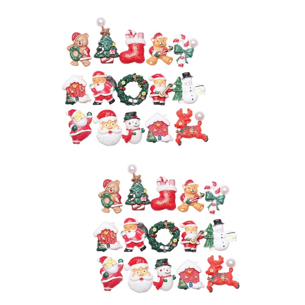 30 Pcs Jewelry Making Supplies Christmas Fridge Sticker Xmas Resin Charms