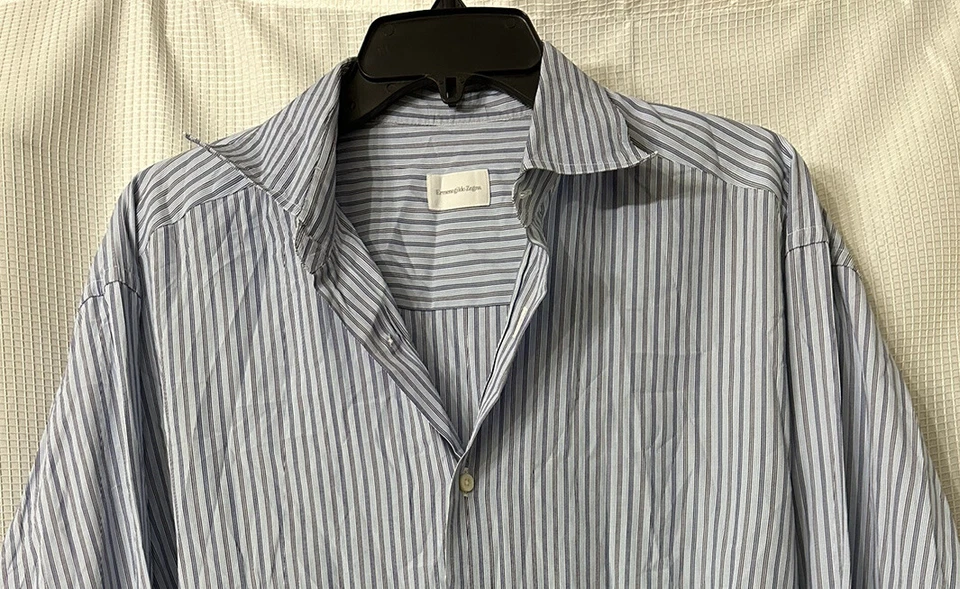 Camisa de vestir Ermenegildo Zegna para hombre manga larga botón P ajuste cómodo talla 17-43 Foto 2 de 4
