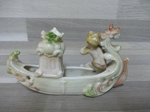 Alte Porzellan Figur Vase (Mini) - federhalter kalligraphie Ständer Schiff - Picture 4 of 5