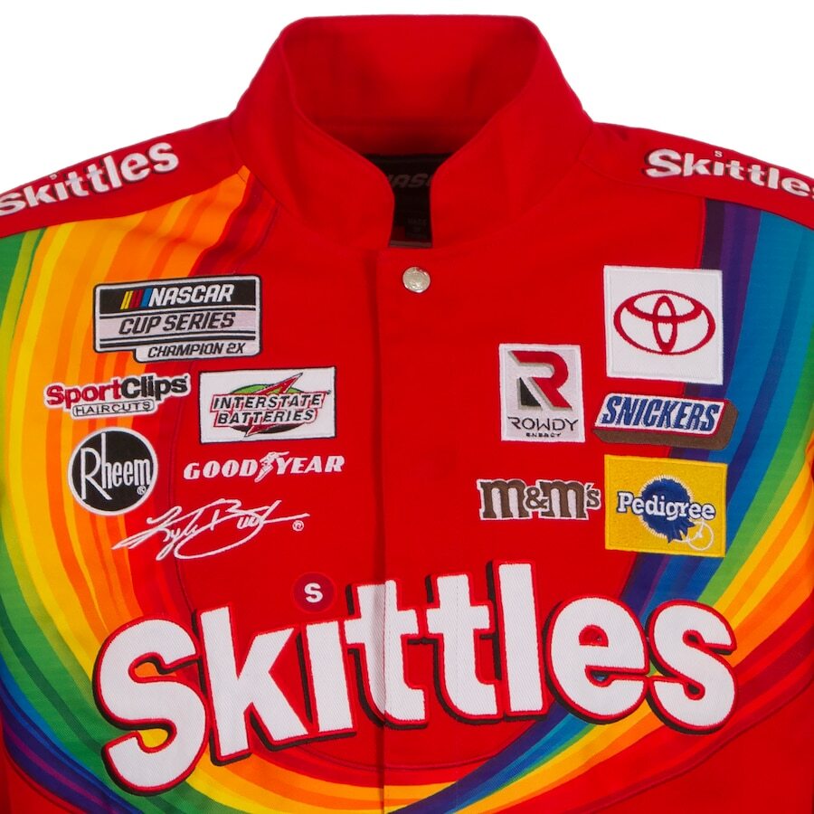 Kyle Busch JH Design Skittles Twill Cotton Uniform Full-Snap Kyle Busch JH Design Skittles Twill Cotton Uniform Full-Snap