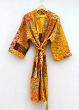 Indian Patchwork Kantha Jacket, Soft Silk Kantha Jacket, Cotton Bath Robe Kimono