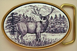 mule deer belt buckle