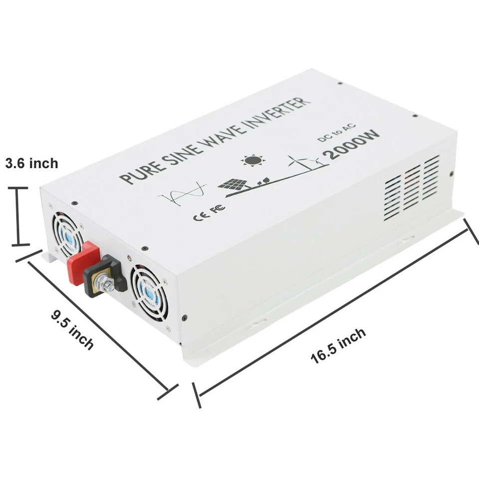 2000W Power Converter Pure Sine Wave Inverter 36V 120V Car Truck Remote Control - Image 4 of 4