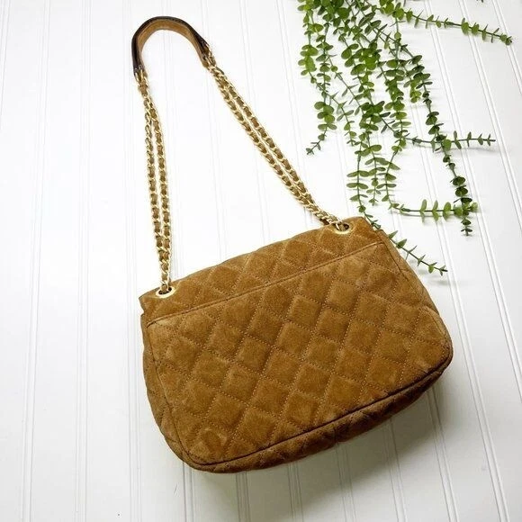 Michael Kors Tan Camel Suede Large Sloan Quilted Leather Shoulder Bag Chain - Image 3 of 4