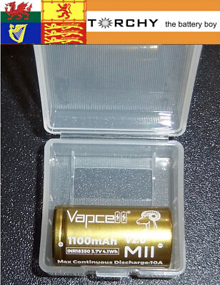 Vapcell M11 10A 18350 1100mAh 3,7V wiederaufladbarer Li-Ion Akku + Hülle GRATIS P&P