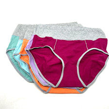 Pack Of 5 Brief Panties Womens Size M Multicolor High Waisted Stretch Cotton