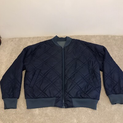 Vintage Nike Reversible Bomber Mens Large Blue White Tag Swoosh Quilted DAMAGED