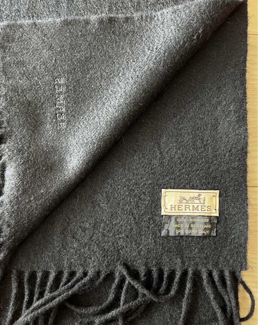 HERMES Cashmere Scarf Black 100 Percent Cashmere 15.4in x 65.4in