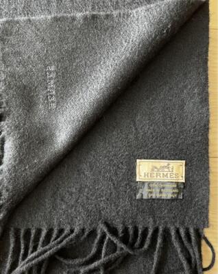 HERMES Cashmere Scarf Black 100 Percent Cashmere 15.4in x 65.4in