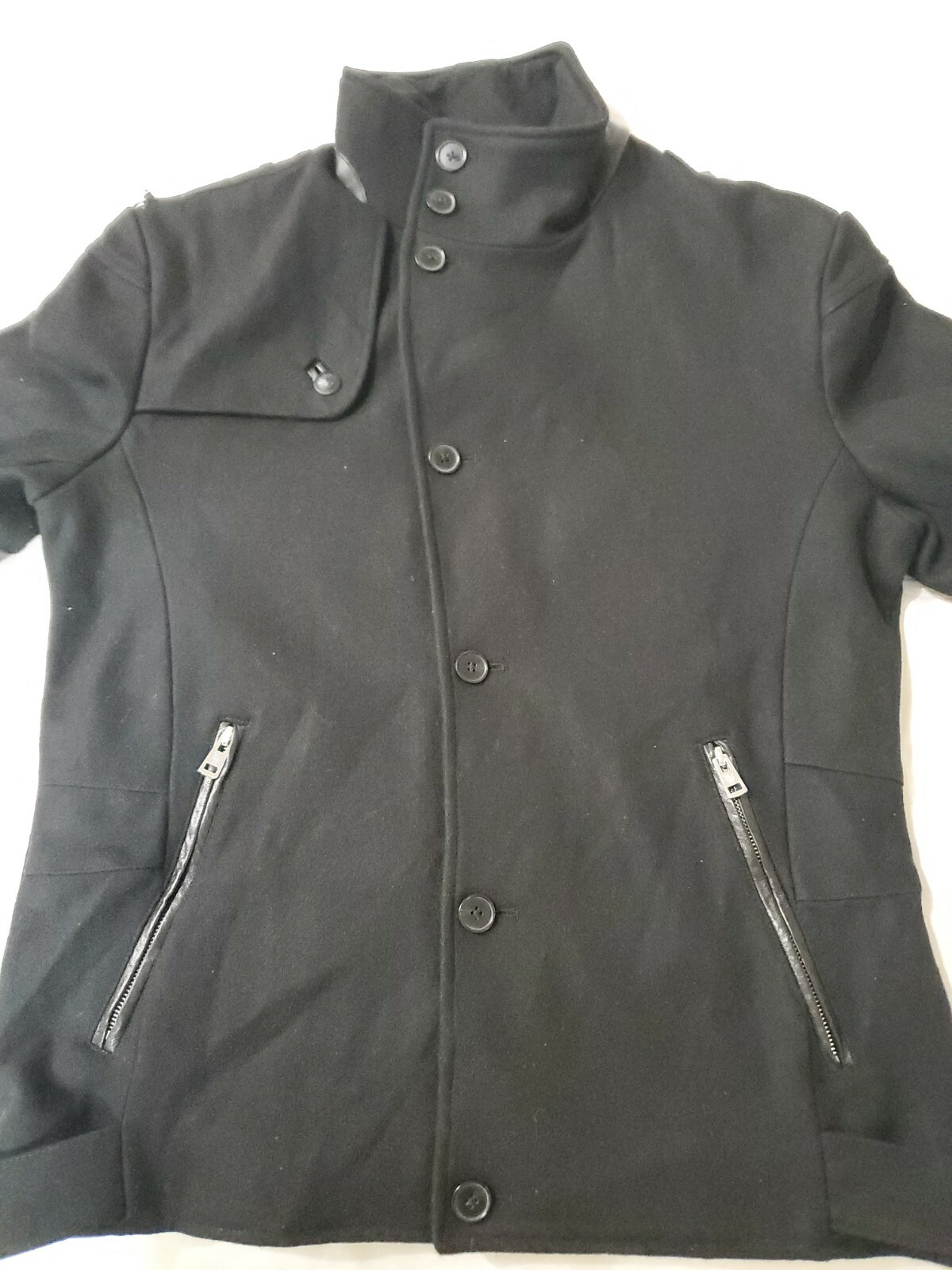 Jack & Jones Jacket Coat Wool Leather XL Black $295 image 2