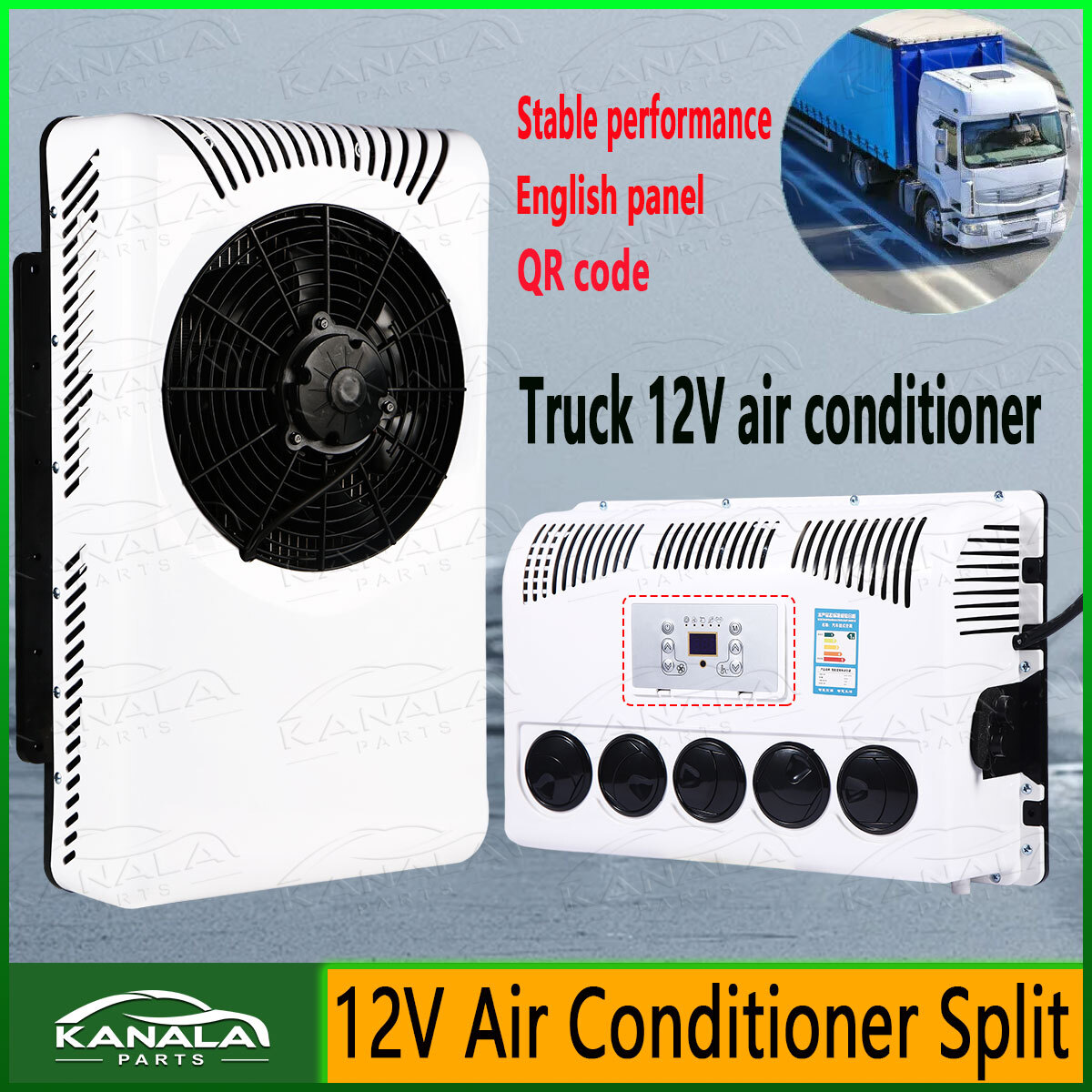 #63 12V White Air Conditioner for semi-trailer trucks cabs RV Caravan / QR-Code