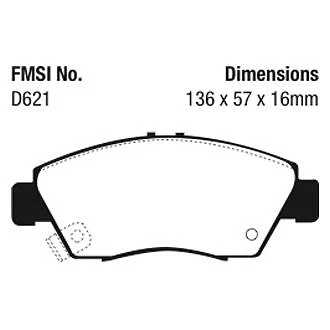 Pastillas de freno delanteras EBC DP3891C Redstuff cerámica bajo polvo para Honda Civic 1993-2015 Foto 3 de 4