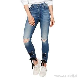 high waisted tie up jeans