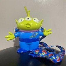 Disney Parks Pixar Toy Story 4 Little Green Men Alien Sipper Cup w/Straw Lanyard