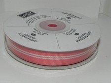 Stampin Up 5/8 Striped Grosgrain Ribbon TANGERINE TANGO New 15 Yards