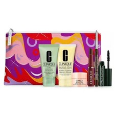 CLINIQUE 7pc GIFT SET w/ Black Honey Lipstick, All About Eyes, HI Mascara  DDML
