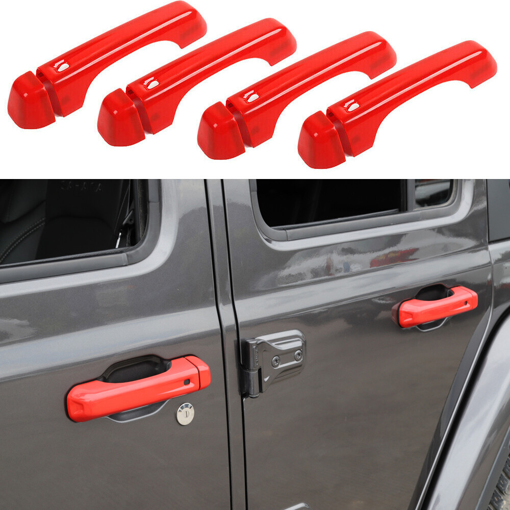 Exterior Door Handle Cover Grab Handle Trim Bezel for Jeep Wrangler JL JT 18+Red