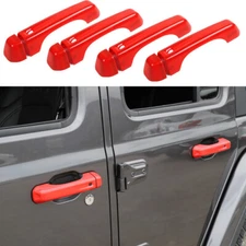Exterior Door Handle Cover Grab Handle Trim Bezel for Jeep Wrangler JL JT 18+Red
