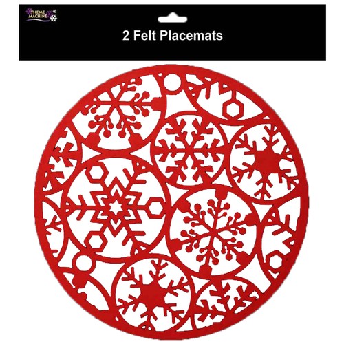 SET DE TABLE FEUTRE FLOCON DE NEIGE NOËL - Rouge | France