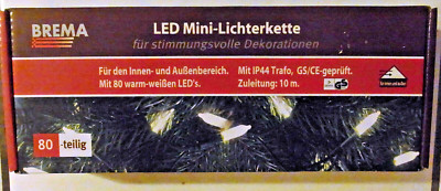 Lichterkette 80er LED warmweiss grünes Kabel innen/außen 10 m Zuleitung Brema
